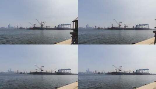船坞建船大连造船厂机械高清在线视频素材下载