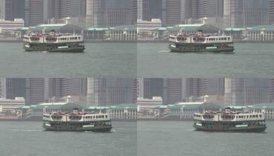 行驶在香港岛与九龙半岛海上的摆渡船高清在线视频素材下载