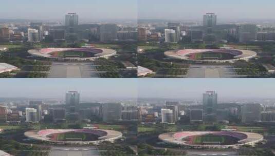 航拍广州天河体育中心高清在线视频素材下载