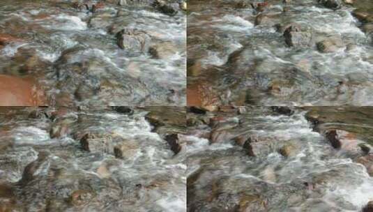 水质农村小溪清澈的河水水流高清在线视频素材下载