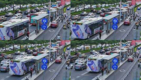 广西南宁民族大道交通繁忙下班高峰拥堵高清在线视频素材下载