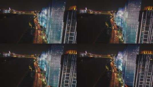 城市航拍湖南长沙湘江路夜景高清在线视频素材下载
