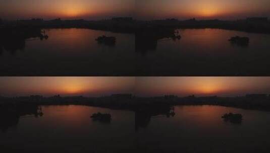 济南大明湖黄昏剪影高清在线视频素材下载