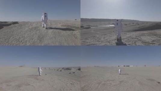俄博梁荒漠宇航员实拍4K航拍高清在线视频素材下载