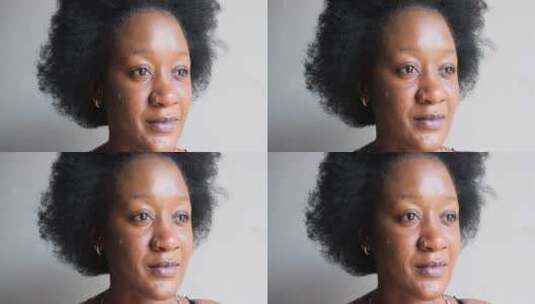 黑人妇女眺望远方肖像特写高清在线视频素材下载