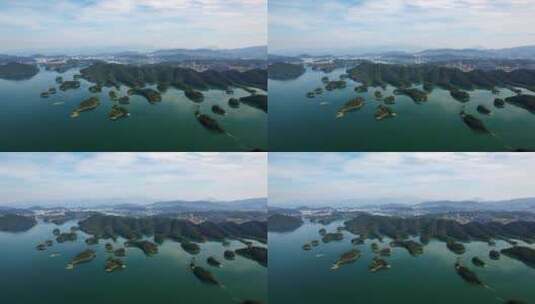 航拍杭州淳安千岛湖风景区高清在线视频素材下载