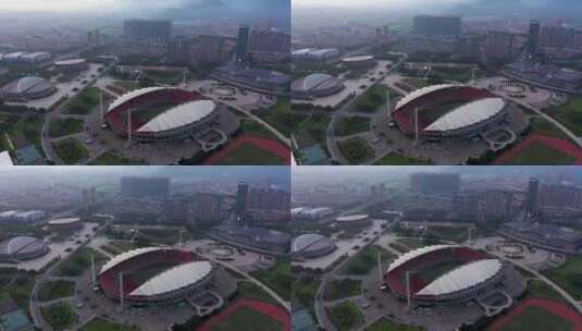义乌市体育场 航拍高清在线视频素材下载