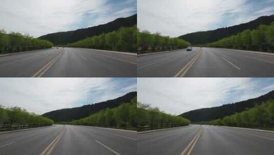 汽车第一视角公路沿途风景美丽公路高清在线视频素材下载