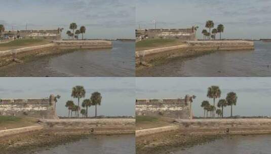 西班牙海岸上的棕榈树高清在线视频素材下载