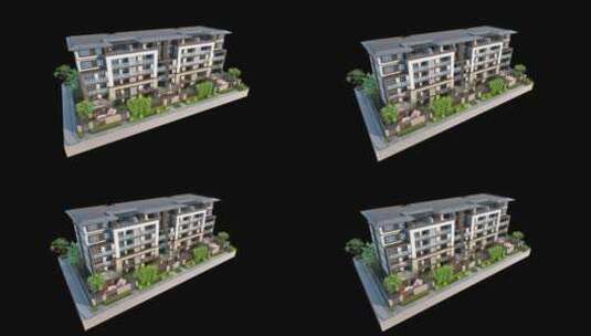 花园洋房建筑模型多方位展示高清在线视频素材下载