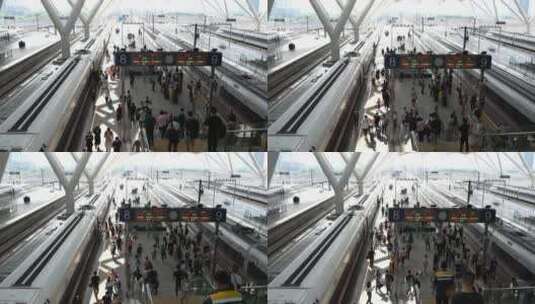 广州南站熙熙攘攘的旅客高清在线视频素材下载