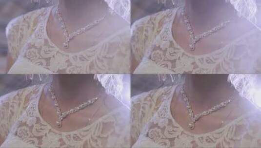 戴着珠宝项链的新娘高清在线视频素材下载