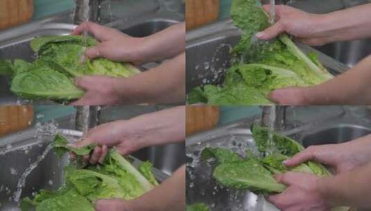 妇女在家洗菜过程高清在线视频素材下载