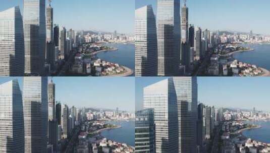 航拍青岛城市建筑天际线高清在线视频素材下载