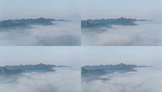 青岛大珠山航拍平流雾高清在线视频素材下载