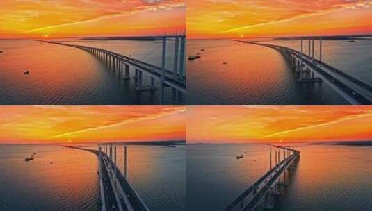 青岛胶州湾大桥青岛跨海大桥海湾大桥高清在线视频素材下载