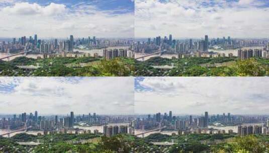 4K重庆城市全景蓝天白云延时摄影高清在线视频素材下载
