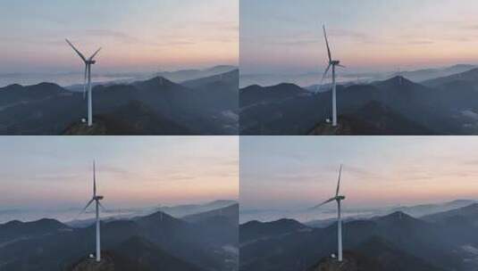 山上风力发电风车机组高清在线视频素材下载