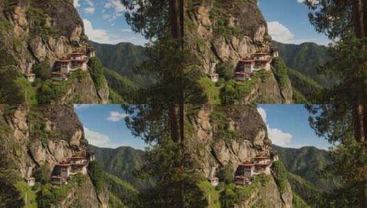 山崖上的寺庙高清在线视频素材下载