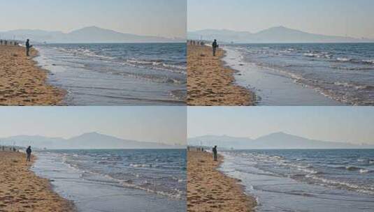 夏天的海边海滩上波浪泛起朵朵浪花高清在线视频素材下载