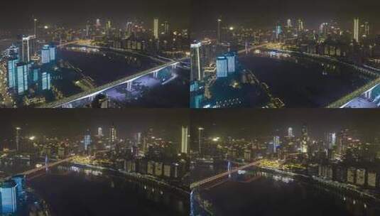 重庆江北嘴CBD夜景航拍延时高清在线视频素材下载