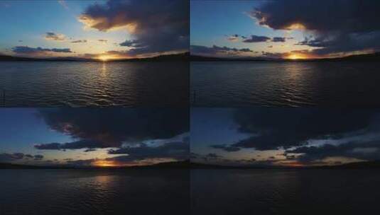 湖面日落延时摄影高清在线视频素材下载