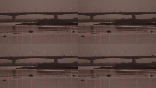 黄河跨河大桥剪影高清在线视频素材下载