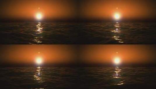 唯美大海落日壮观进行红色太阳波浪高清在线视频素材下载