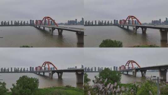 福元路大桥航拍高清在线视频素材下载