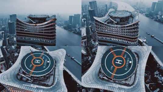 上海北外滩白玉兰大厦航拍空镜高清在线视频素材下载