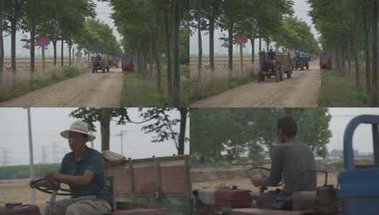 乡间道路上行驶的拖拉机高清视频高清在线视频素材下载