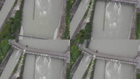 河上大坝，航拍中国高清在线视频素材下载