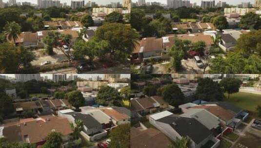 空中视频连接联排别墅在Overtown迈阿密FL高清在线视频素材下载