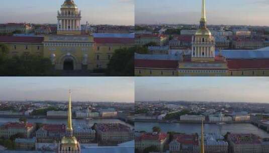 圣彼得堡184海军部上空的空中飞行高清在线视频素材下载