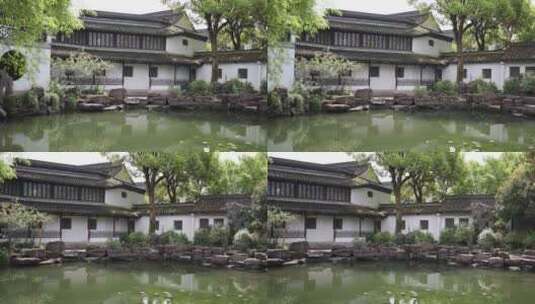 中国杭州西溪国家湿地高庄的亭台楼阁高清在线视频素材下载