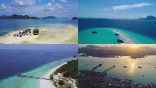 唯美的仙本那马尔代夫海滩黄昏美景高清在线视频素材下载