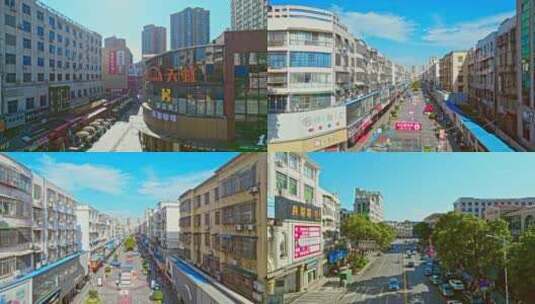宁乡市商业步行街街道航拍高清在线视频素材下载