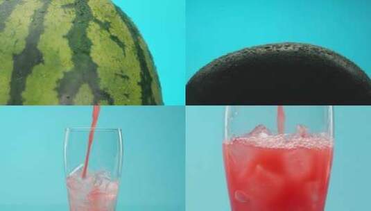 夏日冰镇西瓜汁 水果西瓜水果饮品高清在线视频素材下载