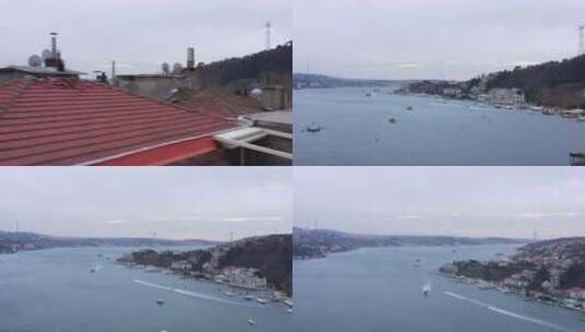 伊斯坦布尔贝贝克博斯普鲁斯海峡鸟瞰图高清在线视频素材下载