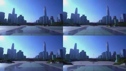 蓝天阳光照耀深圳市民中心高清在线视频素材下载