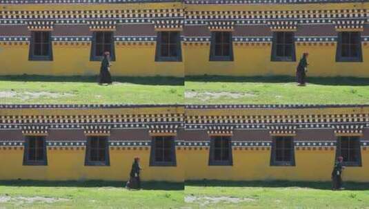 藏族 老阿玛 黄色房子高清在线视频素材下载