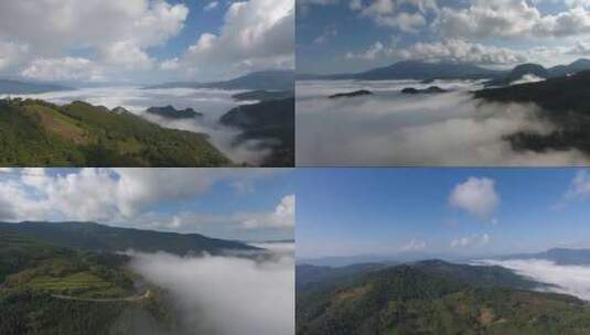 山间云海翻涌的壮阔自然风光高清在线视频素材下载