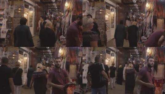 参观耶路撒冷跳蚤市场的游客高清在线视频素材下载