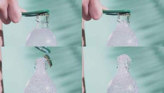 夏天苏打水开瓶气泡水碳酸饮料视频素材高清在线视频素材下载