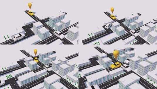城市车流定位三维概念场景高清在线视频素材下载