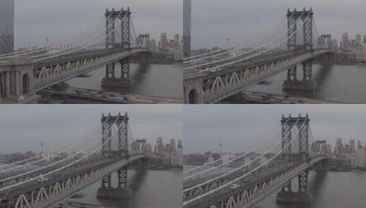 航拍曼哈顿大桥高清在线视频素材下载