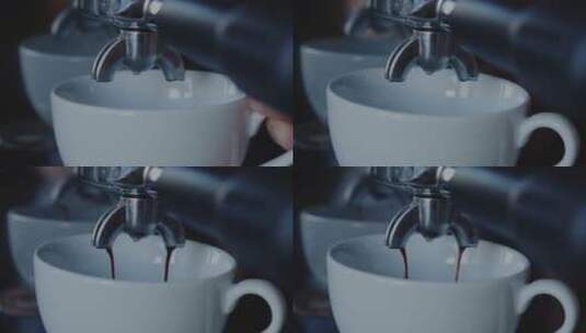 从咖啡机里接咖啡高清在线视频素材下载