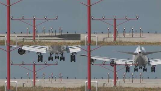 喷气式飞机降落跑道高清在线视频素材下载