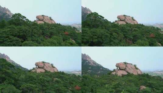 中国山东省青岛市崂山狮子峰景区航拍高清在线视频素材下载
