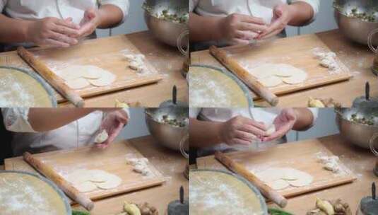 制作中餐美食饺子的东方男性形象高清在线视频素材下载